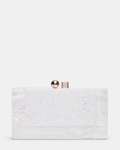 CAMILAA Bag White Geometric Pearlescent Minaudiere Crossbody Clutch Handbag | Steve Madden Great Value