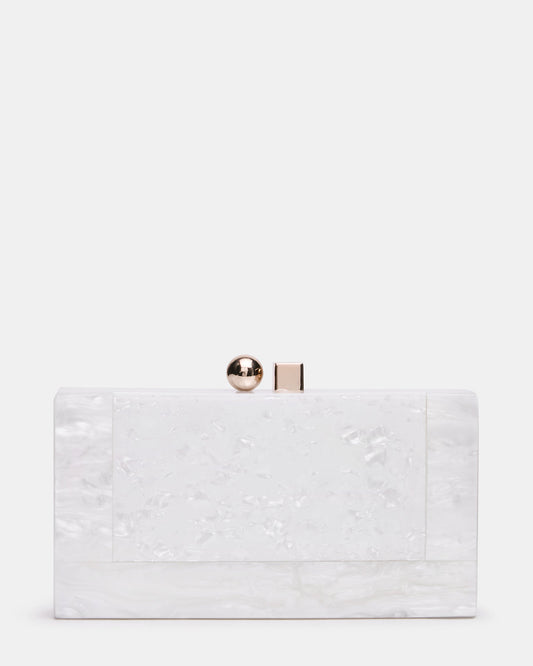 CAMILAA Bag White Geometric Pearlescent Minaudiere Crossbody Clutch Handbag | Steve Madden Great Value