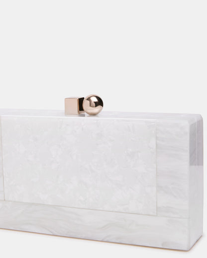 CAMILAA Bag White Geometric Pearlescent Minaudiere Crossbody Clutch Handbag | Steve Madden Great Value