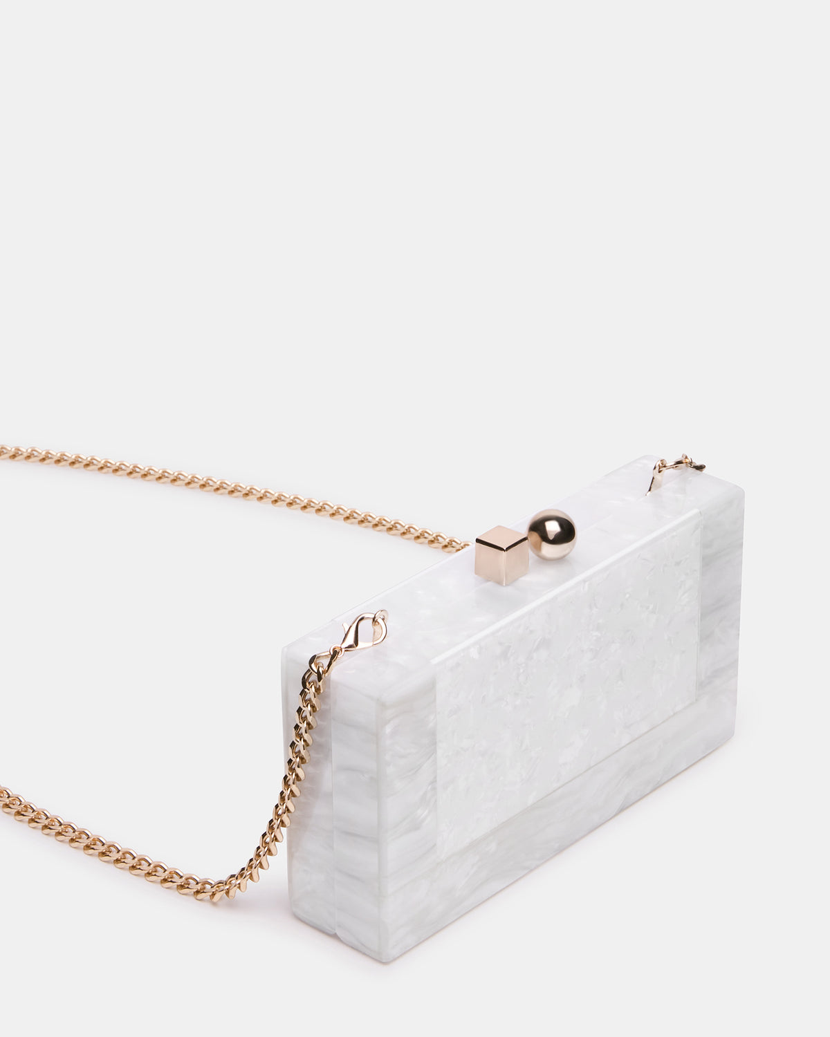 CAMILAA Bag White Geometric Pearlescent Minaudiere Crossbody Clutch Handbag | Steve Madden Great Value