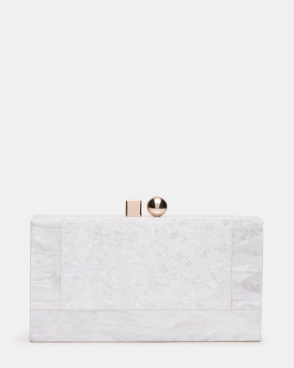 CAMILAA Bag White Geometric Pearlescent Minaudiere Crossbody Clutch Handbag | Steve Madden Great Value
