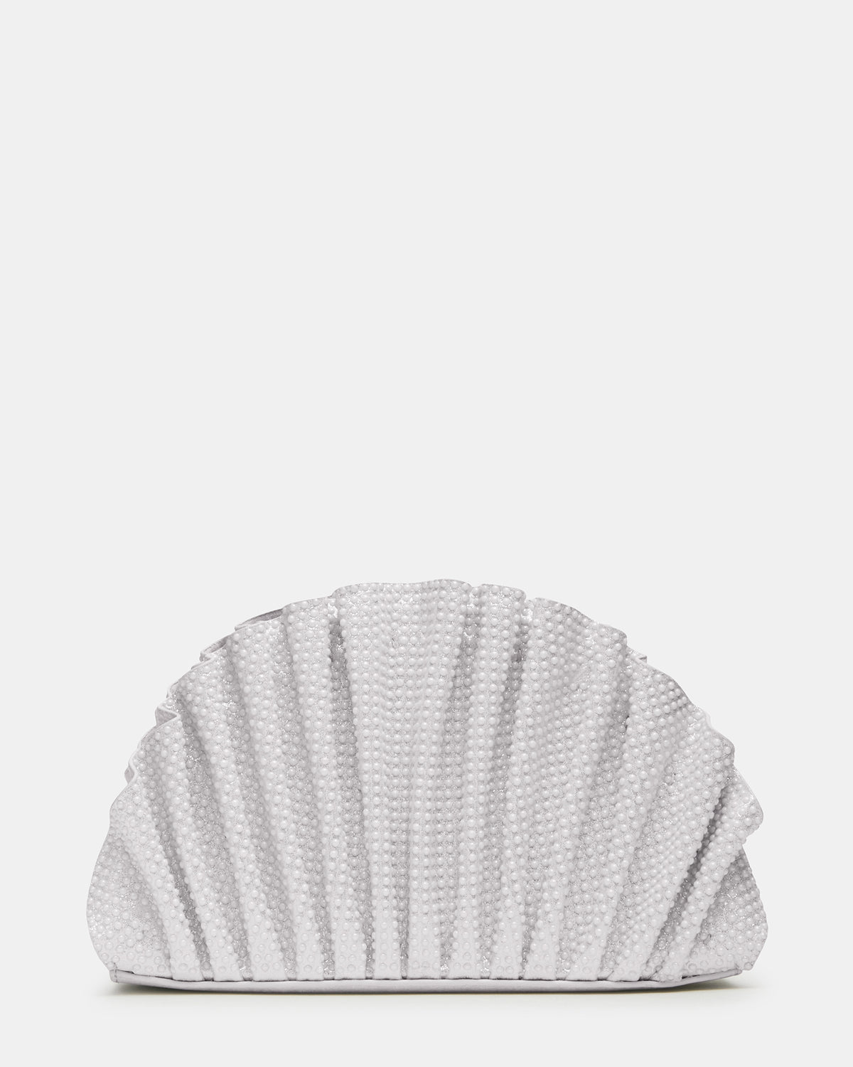 DELMAR Bag White Ruffled Pleated Semi-Circle Crossbody Clutch Handbag | Steve Madden Special Offer