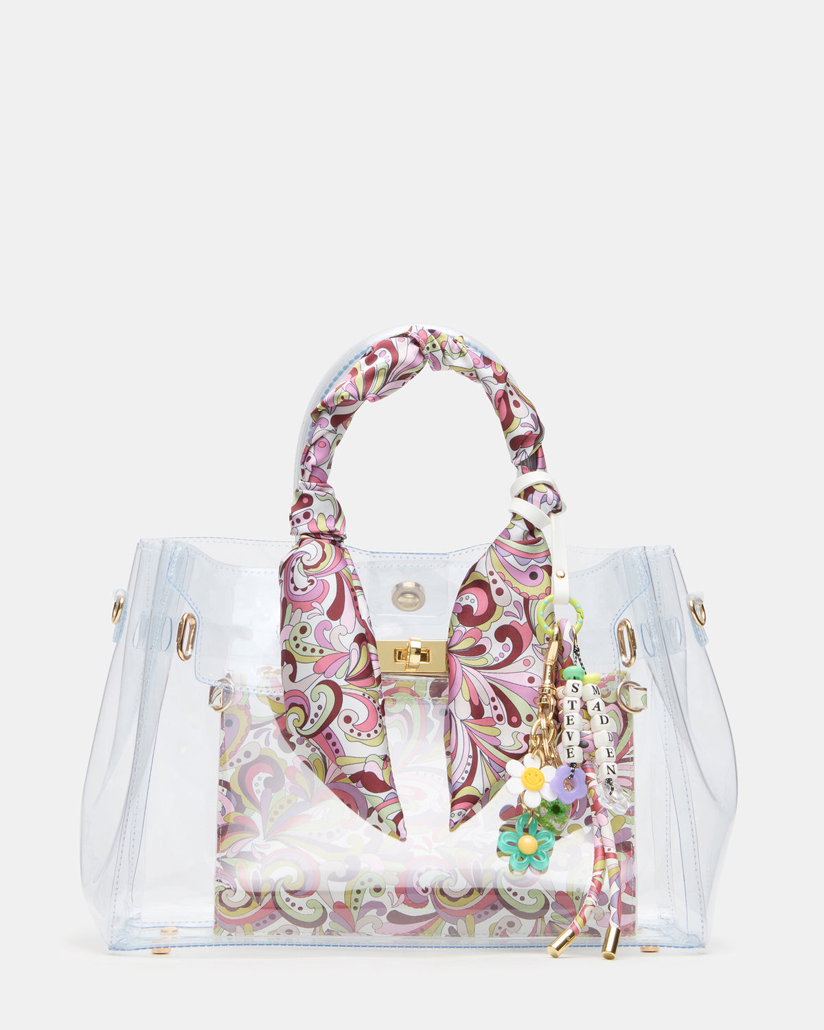 GUMMY Bag Clear Top-Handle Turn-Lock Tote Handbag | Steve Madden Top Pick