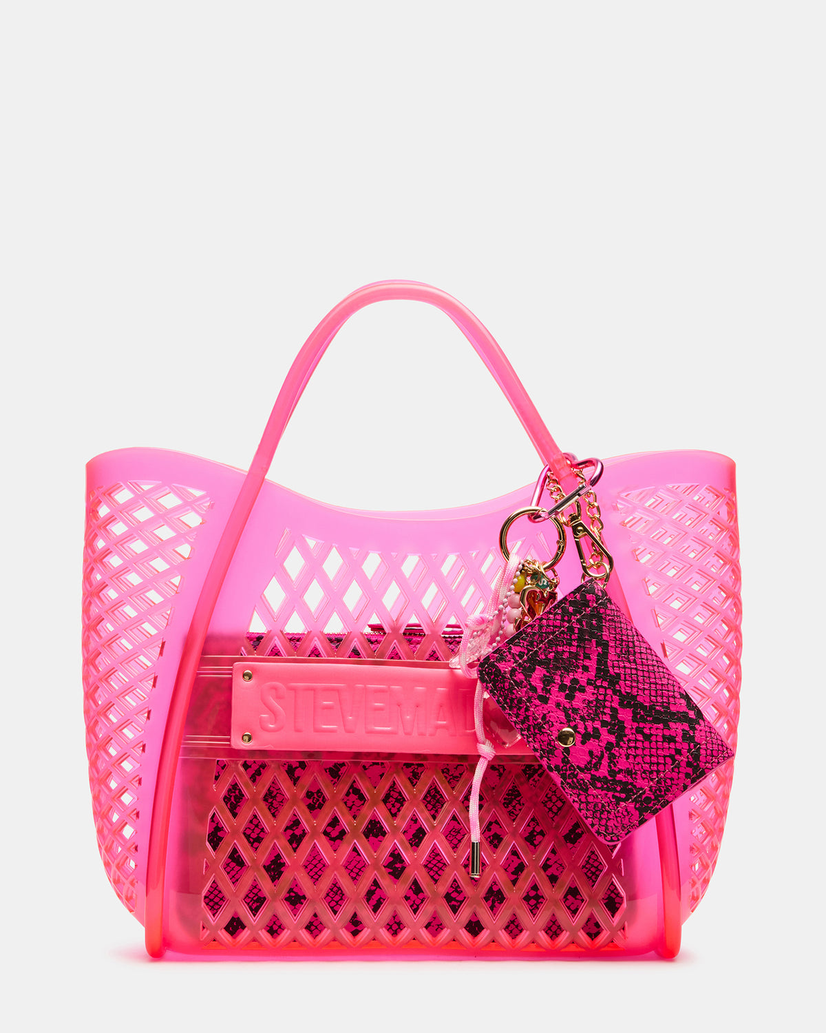 SUMMER Bag Pink Caged Jelly Top-Handle Tote Handbag | Steve Madden Discount