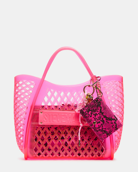 SUMMER Bag Pink Caged Jelly Top-Handle Tote Handbag | Steve Madden Discount