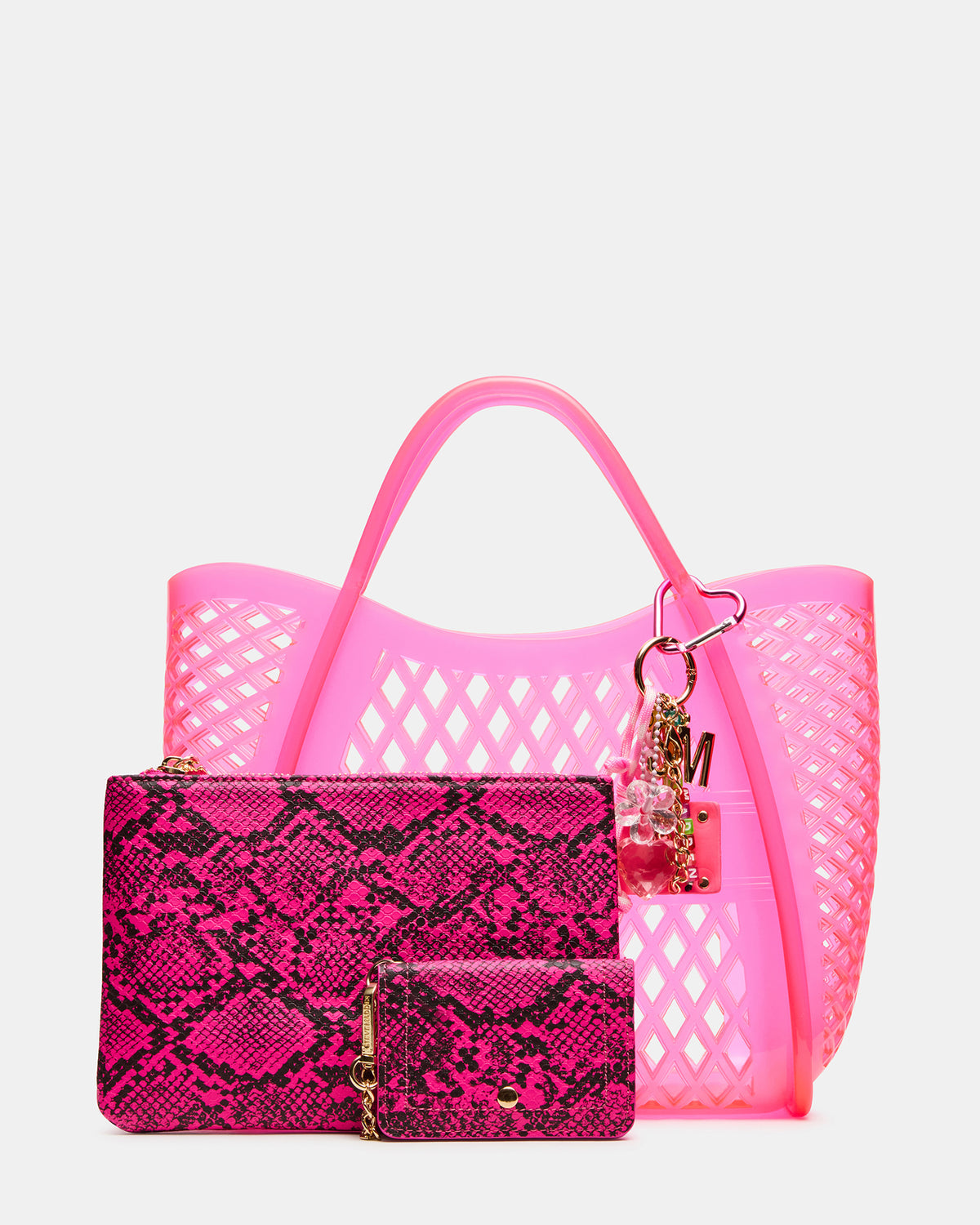 SUMMER Bag Pink Caged Jelly Top-Handle Tote Handbag | Steve Madden Discount