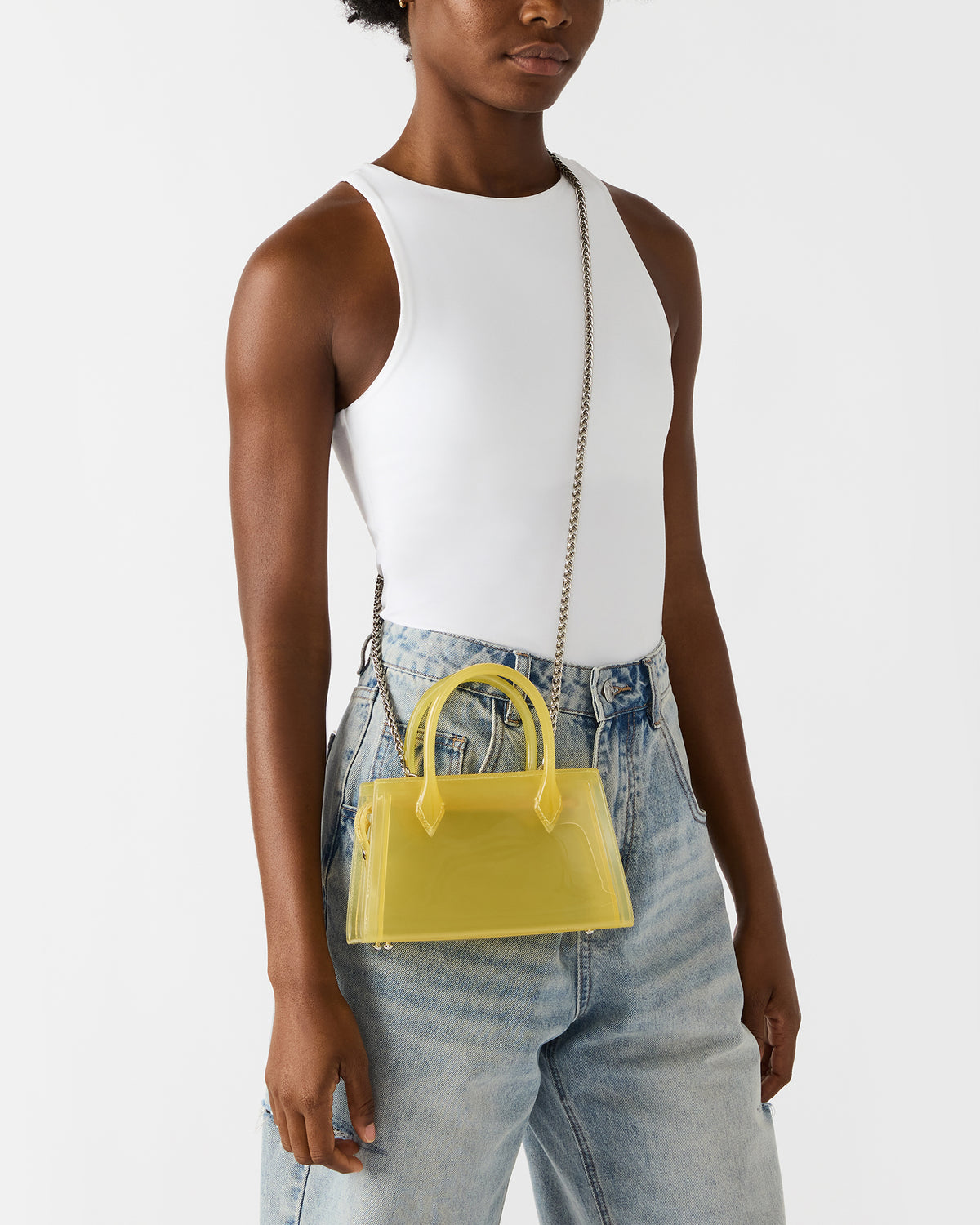 PEACH Jelly Bag Yellow Mini Crossbody Top-Handle Handbag | Steve Madden New