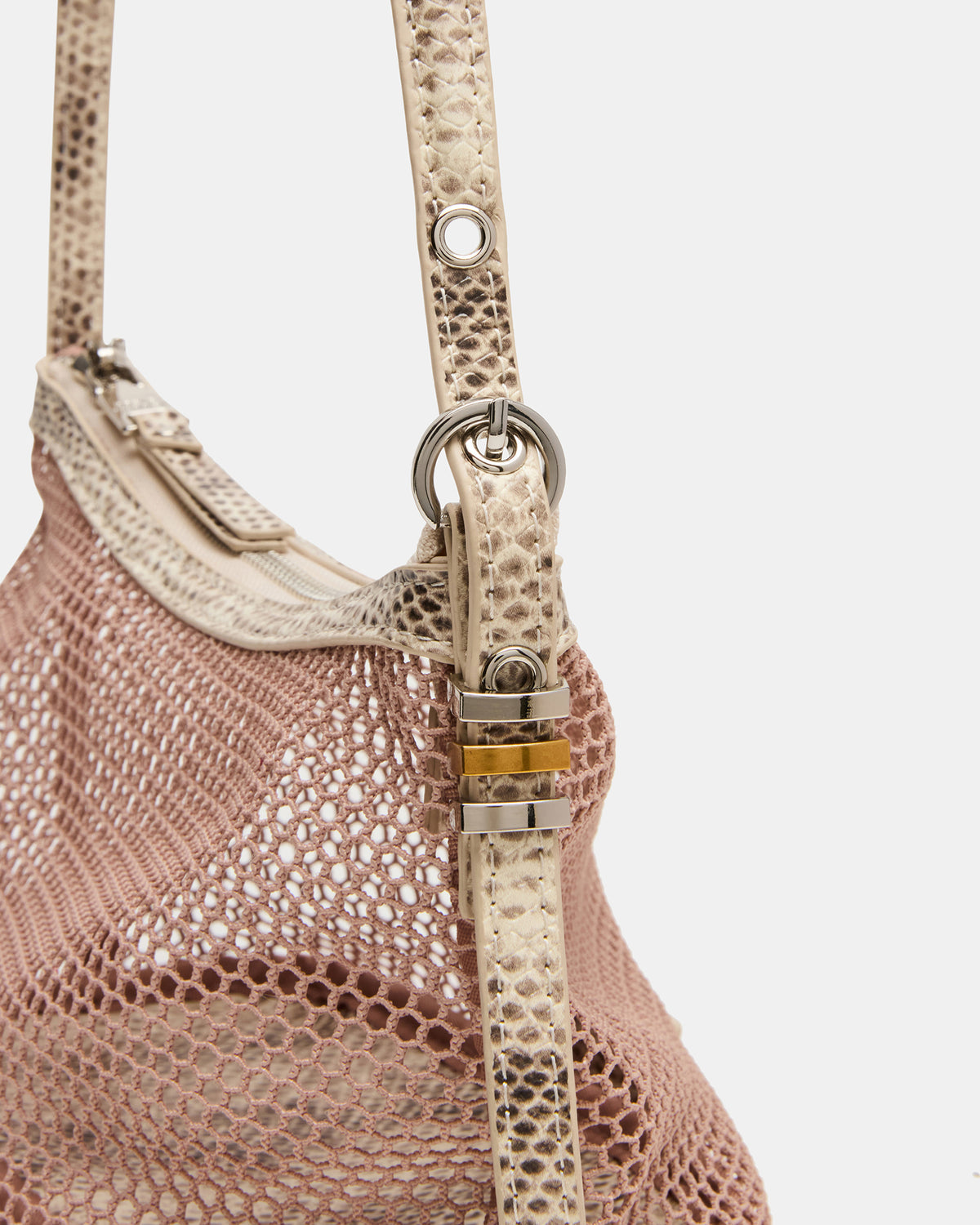 VIXEN Bag Blush Shoulder Strap Mesh Structured Bottom Women's Handbag | Steve Madden Signature