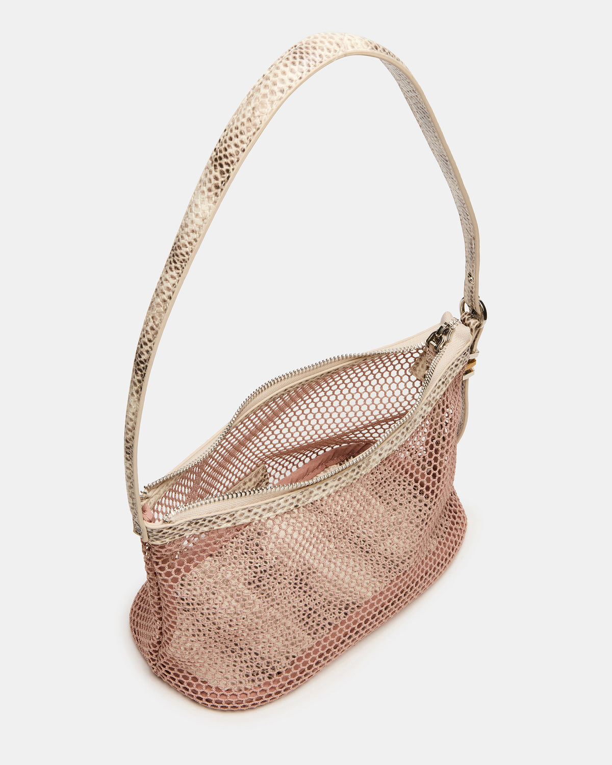VIXEN Bag Blush Shoulder Strap Mesh Structured Bottom Women's Handbag | Steve Madden Signature