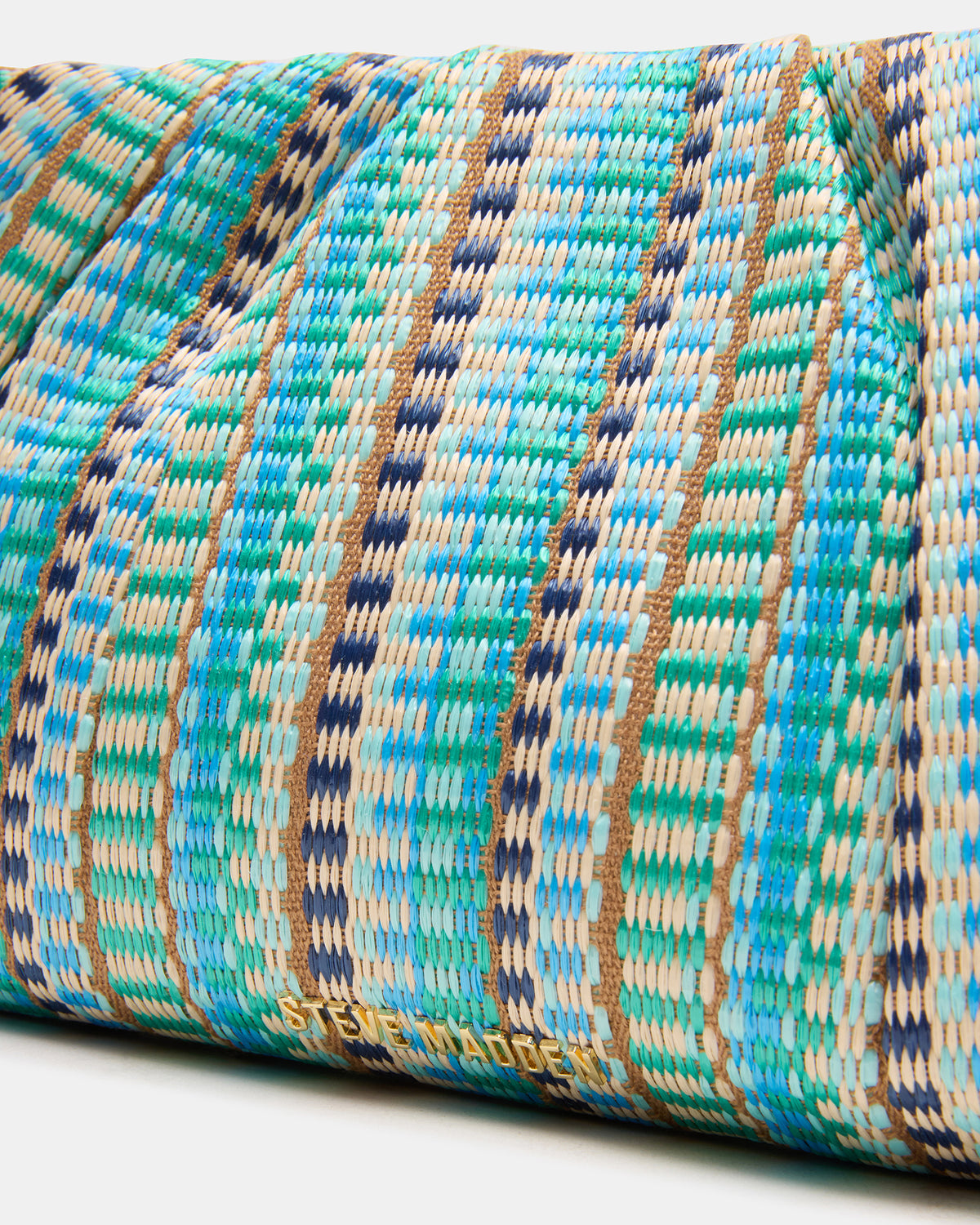 PALOMAA Bag Blue/Multi Straw Clutch Crossbody Handbag | Steve Madden Signature