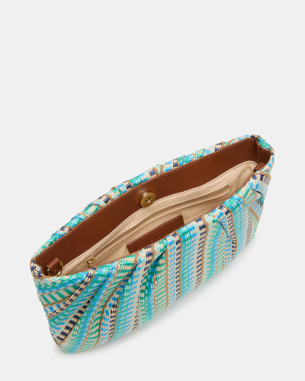 PALOMAA Bag Blue/Multi Straw Clutch Crossbody Handbag | Steve Madden Signature