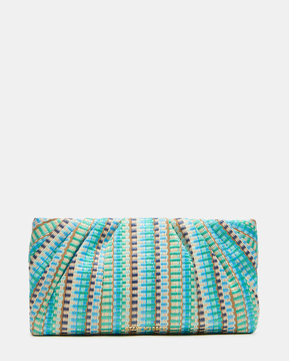 PALOMAA Bag Blue/Multi Straw Clutch Crossbody Handbag | Steve Madden Signature