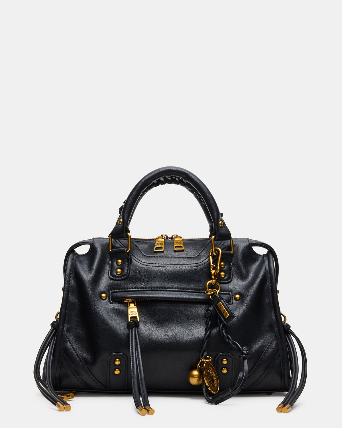 RIGGS Bag Black/Gold Slouchy Top-Handle Crossbody Satchel Handbag | Steve Madden Sale