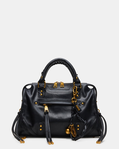 RIGGS Bag Black/Gold Slouchy Top-Handle Crossbody Satchel Handbag | Steve Madden Sale