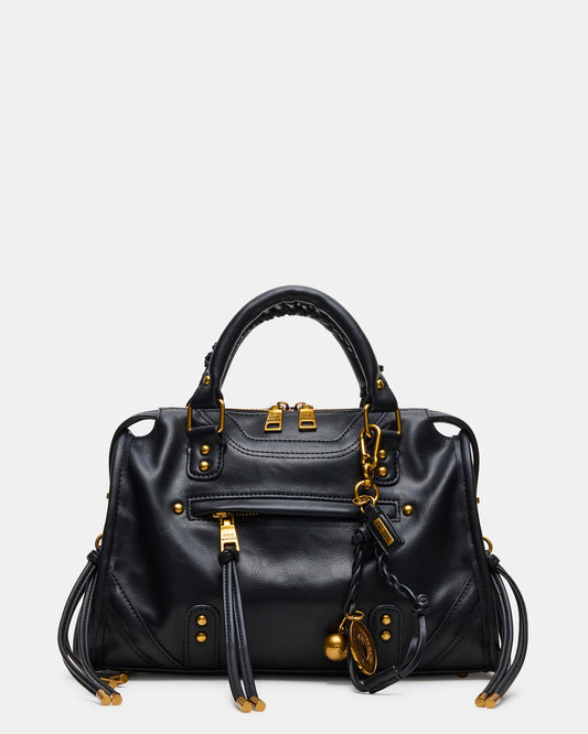 RIGGS Bag Black/Gold Slouchy Top-Handle Crossbody Satchel Handbag | Steve Madden Sale