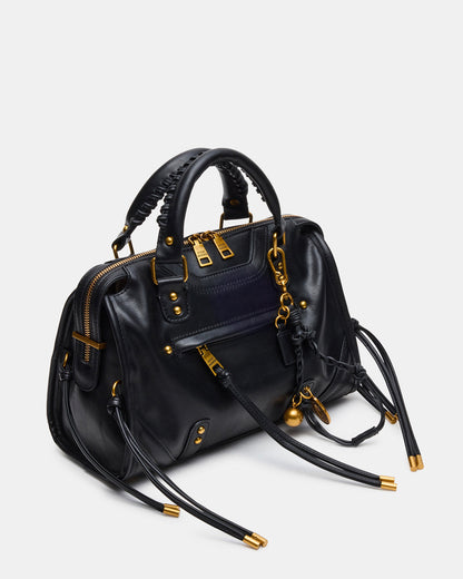 RIGGS Bag Black/Gold Slouchy Top-Handle Crossbody Satchel Handbag | Steve Madden Sale