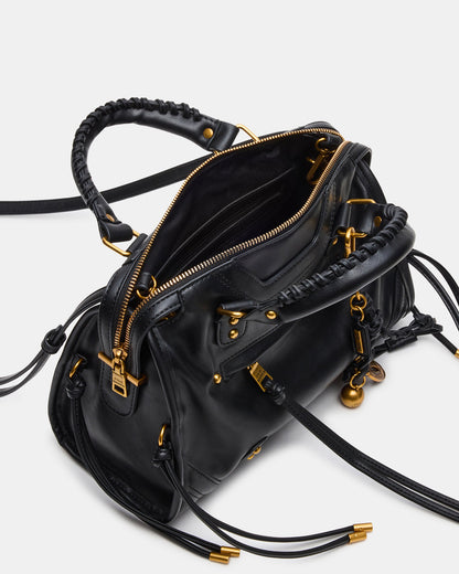 RIGGS Bag Black/Gold Slouchy Top-Handle Crossbody Satchel Handbag | Steve Madden Sale