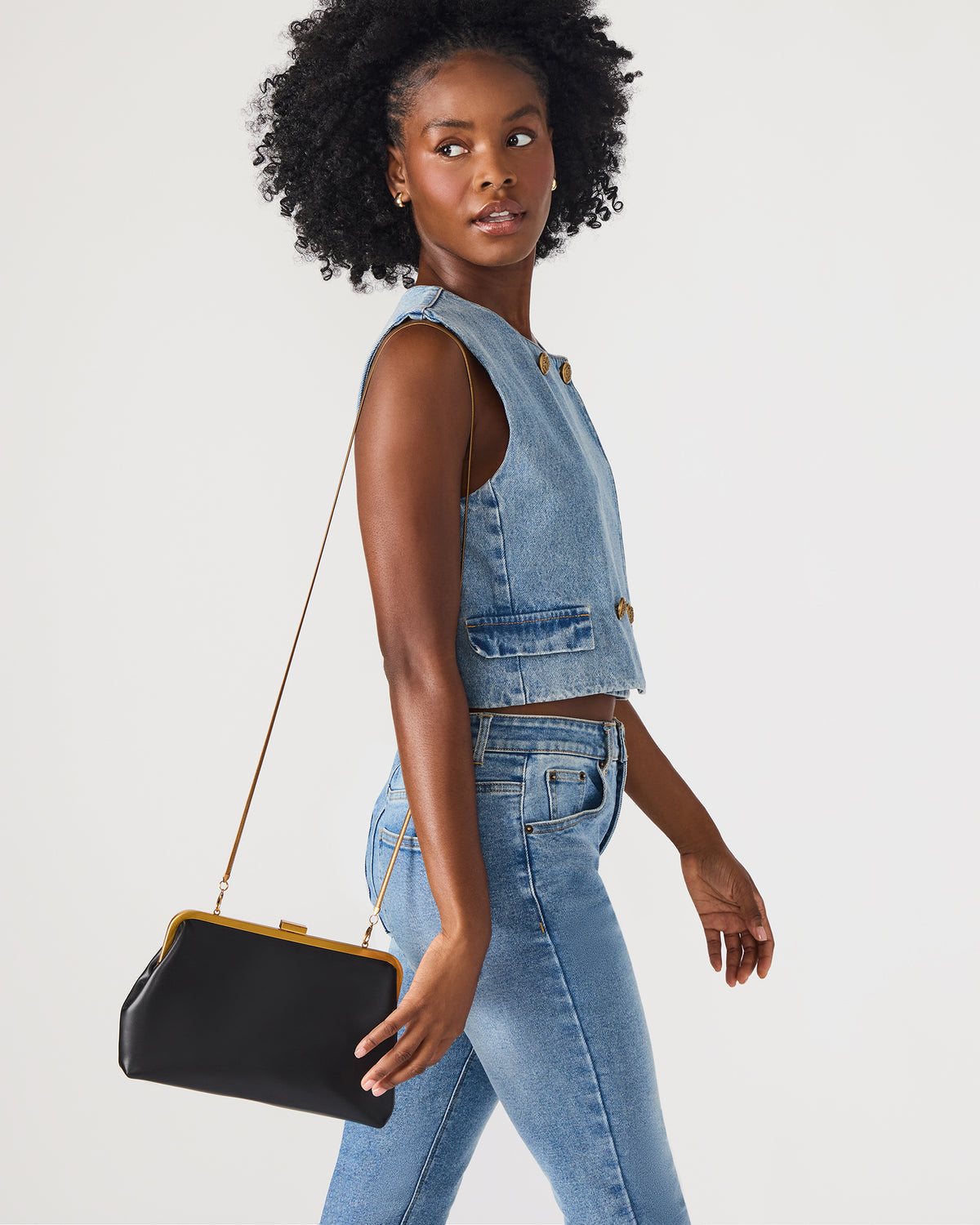 KISSES Bag Black Chain Strap Crossbody Clutch Handbag | Steve Madden Quality