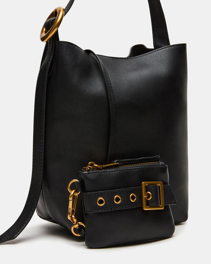 SOFIEE Bag Black Leather Shoulder Strap Bucket Tote Handbag | Steve Madden Great Value
