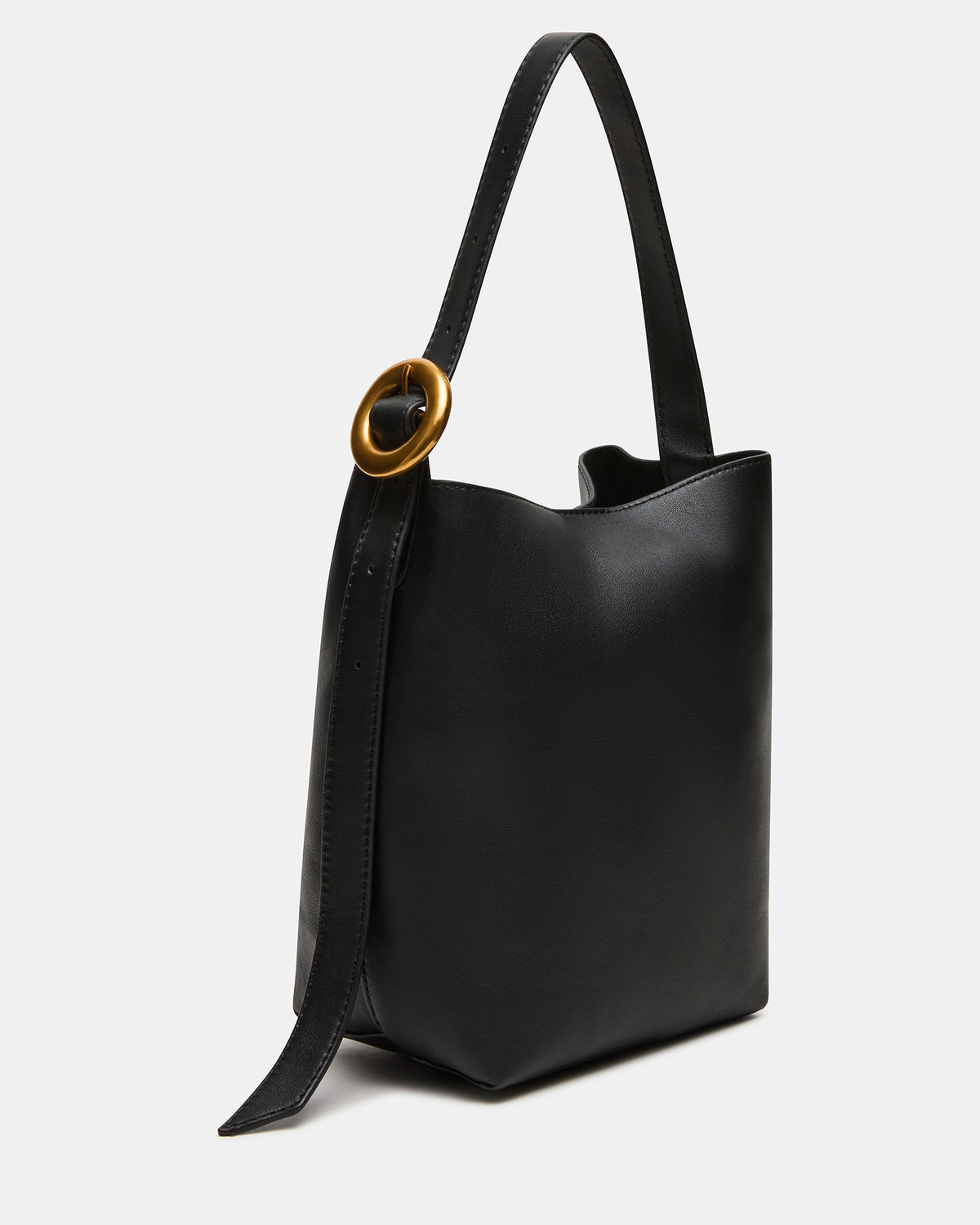 SOFIEE Bag Black Leather Shoulder Strap Bucket Tote Handbag | Steve Madden Great Value