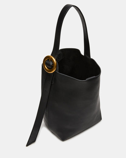 SOFIEE Bag Black Leather Shoulder Strap Bucket Tote Handbag | Steve Madden Great Value