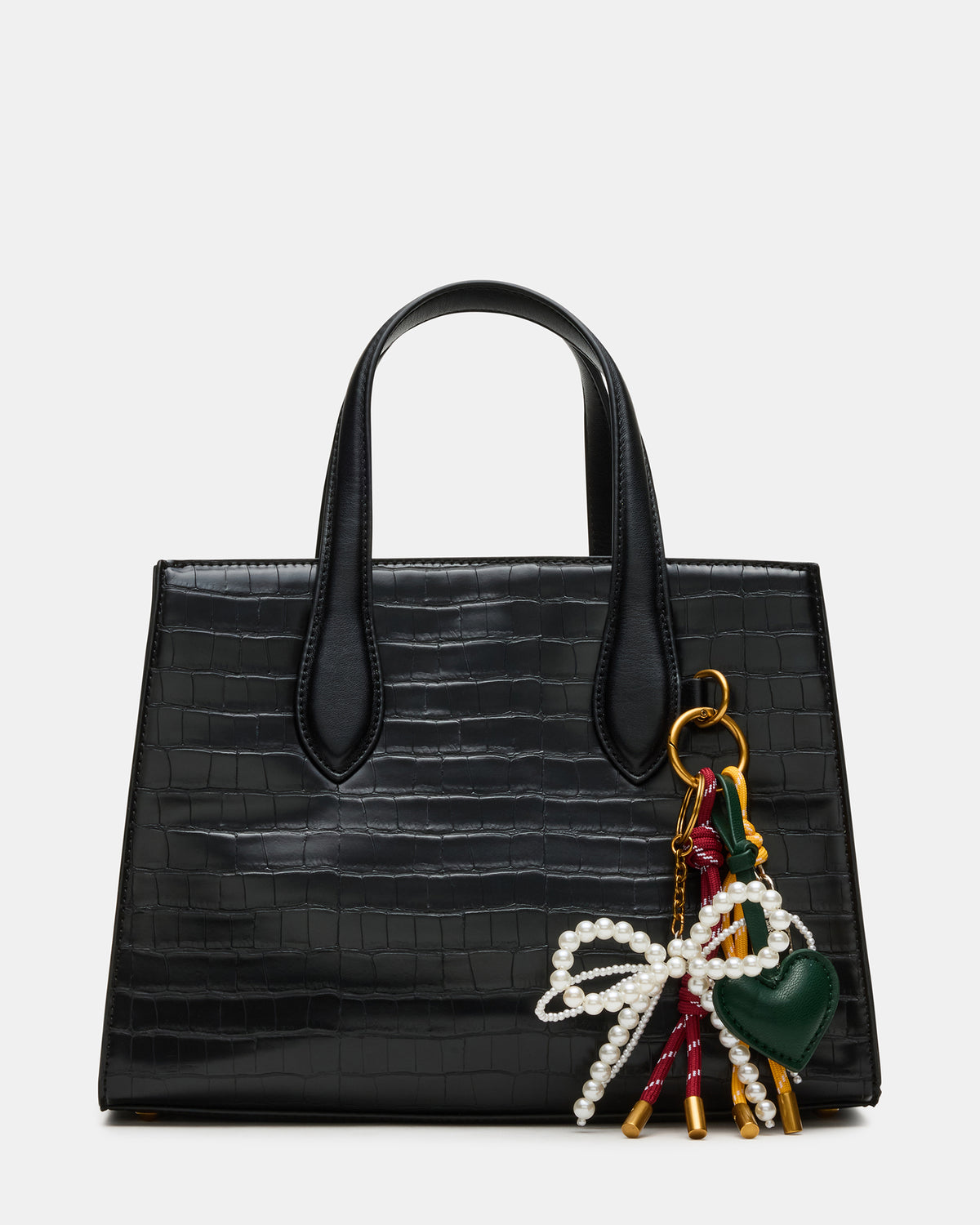 CALLEB Bag Black Crocodile Structured Tote Crossbody Handbag | Steve Madden Best Seller