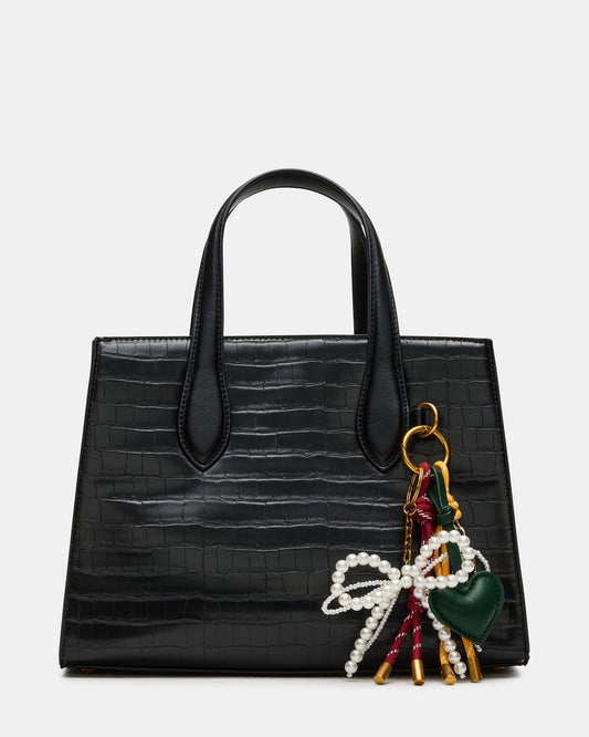 CALLEB Bag Black Crocodile Structured Tote Crossbody Handbag | Steve Madden Best Seller