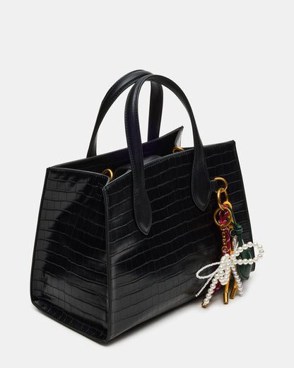 CALLEB Bag Black Crocodile Structured Tote Crossbody Handbag | Steve Madden Best Seller