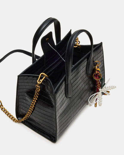 CALLEB Bag Black Crocodile Structured Tote Crossbody Handbag | Steve Madden Best Seller