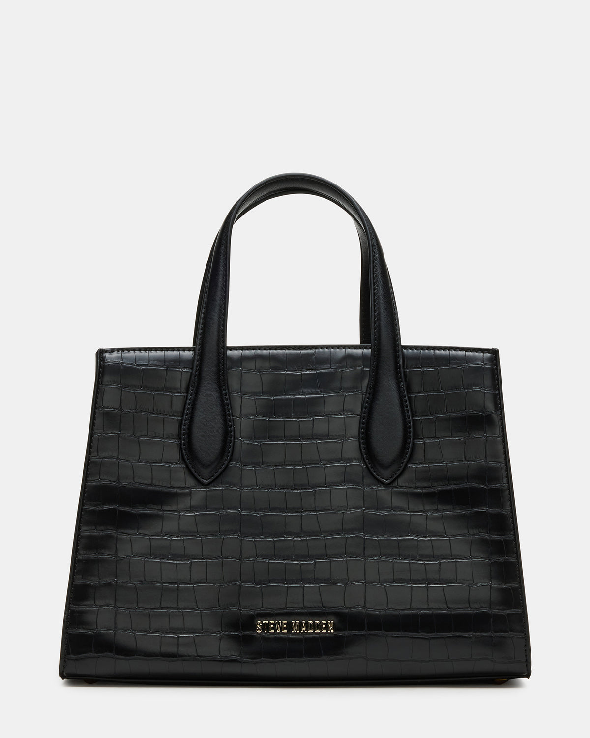 CALLEB Bag Black Crocodile Structured Tote Crossbody Handbag | Steve Madden Best Seller