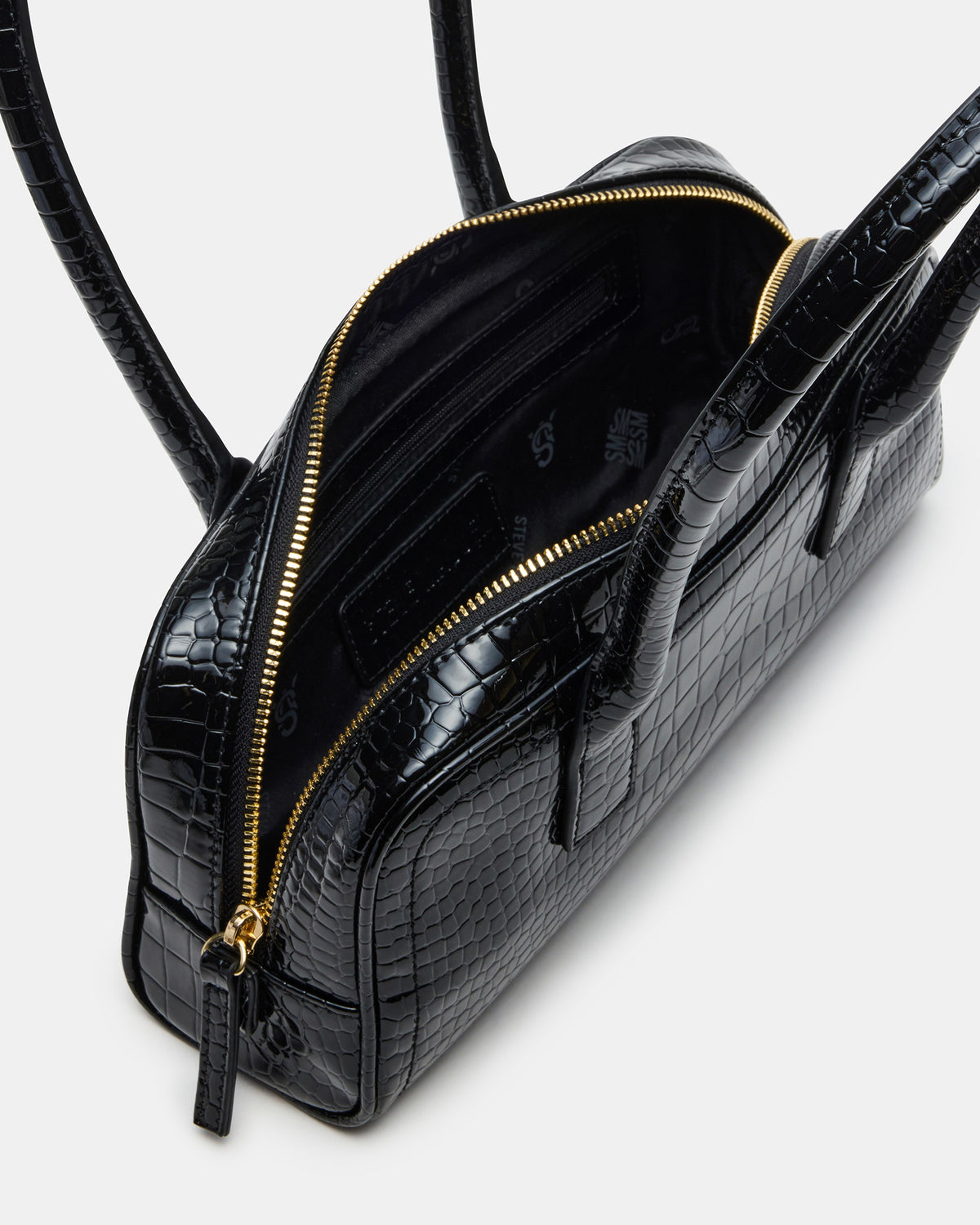 ANISE Bag Black Crocodile Elongated Shoulder Strap Handbag | Steve Madden Smart Buy