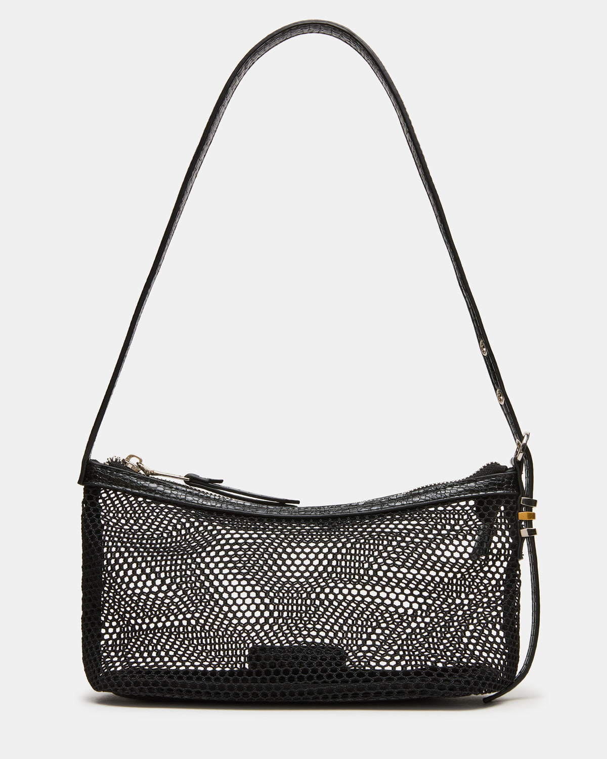 VIXEN Bag Black Shoulder Strap Mesh Structured Bottom Women's Handbag | Steve Madden Latest