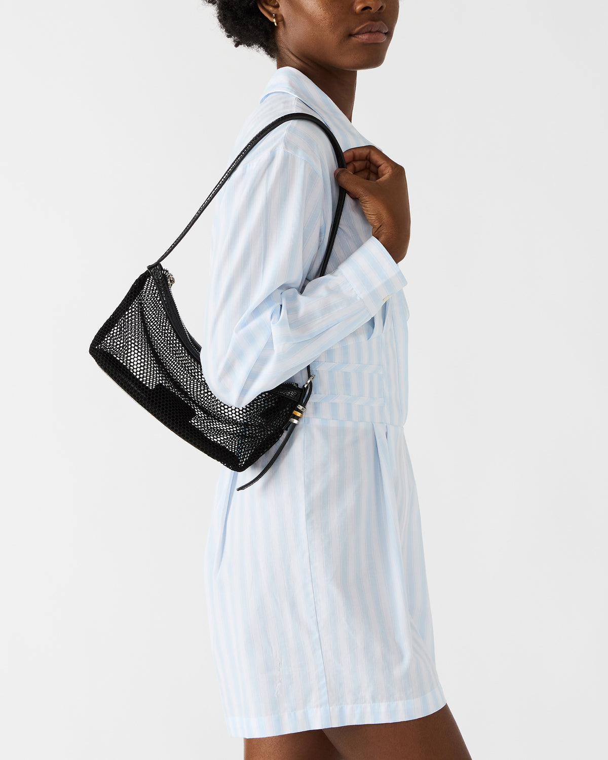 VIXEN Bag Black Shoulder Strap Mesh Structured Bottom Women's Handbag | Steve Madden Latest