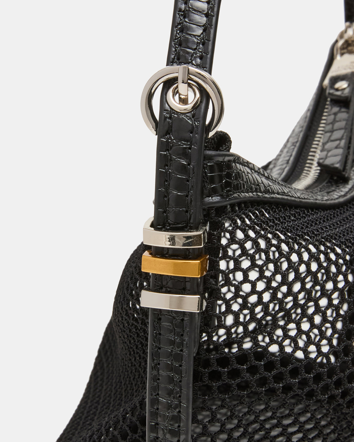 VIXEN Bag Black Shoulder Strap Mesh Structured Bottom Women's Handbag | Steve Madden Latest