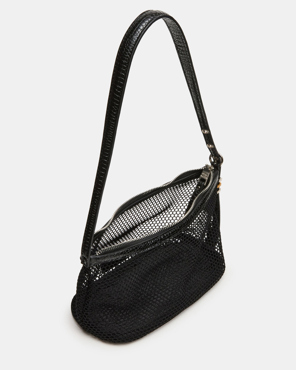 VIXEN Bag Black Shoulder Strap Mesh Structured Bottom Women's Handbag | Steve Madden Latest