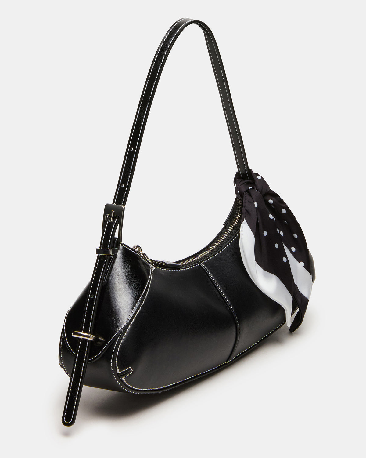 ROXEY Bag Black Crescent-Shaped Top-Zipper Shoulder Strap Handbag | Steve Madden Best Price