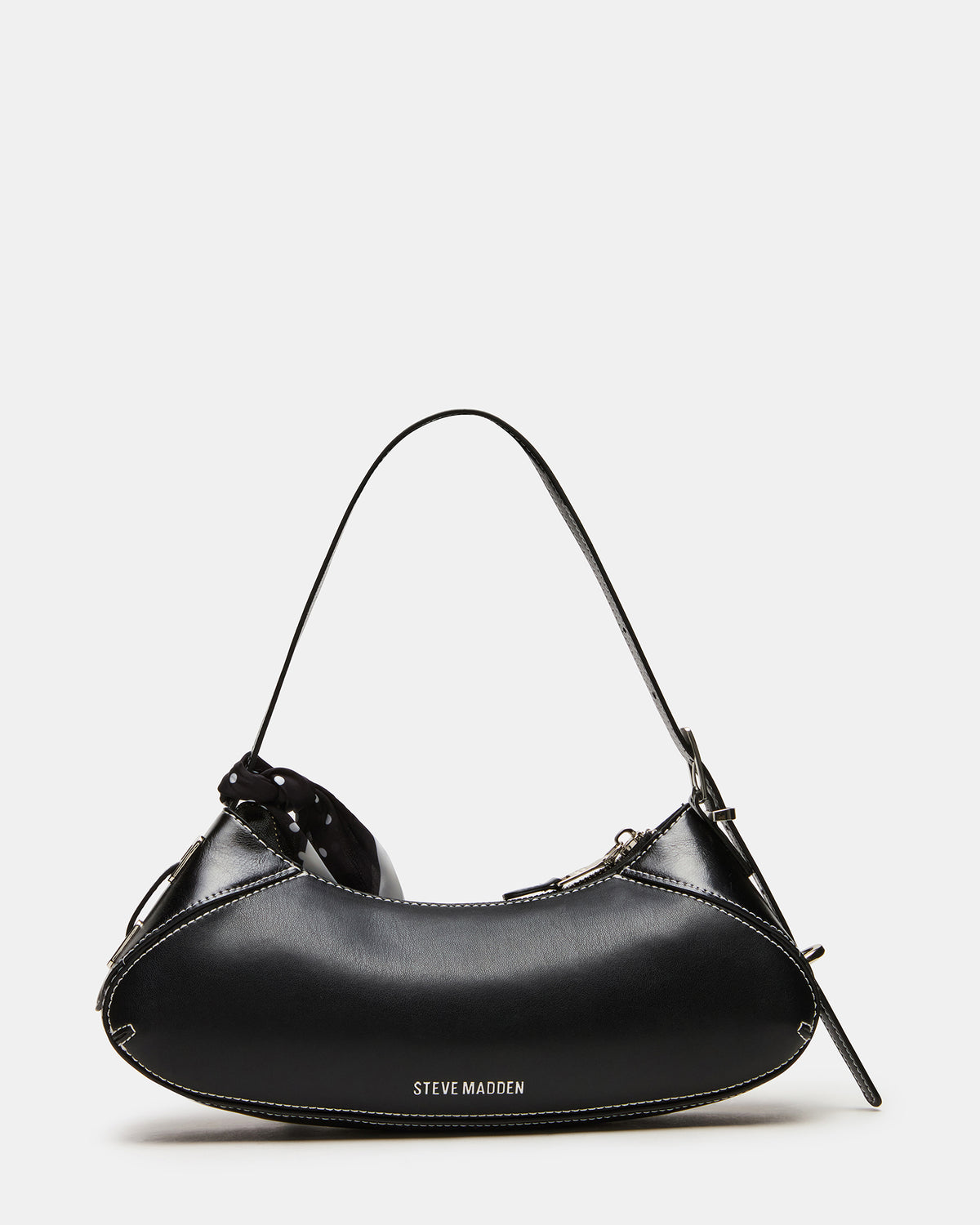 ROXEY Bag Black Crescent-Shaped Top-Zipper Shoulder Strap Handbag | Steve Madden Best Price