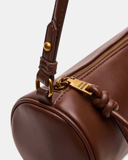 PRIYA Bag Brown Mini Barrel Shoulder Handbag | Steve Madden Signature