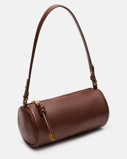 PRIYA Bag Brown Mini Barrel Shoulder Handbag | Steve Madden Signature