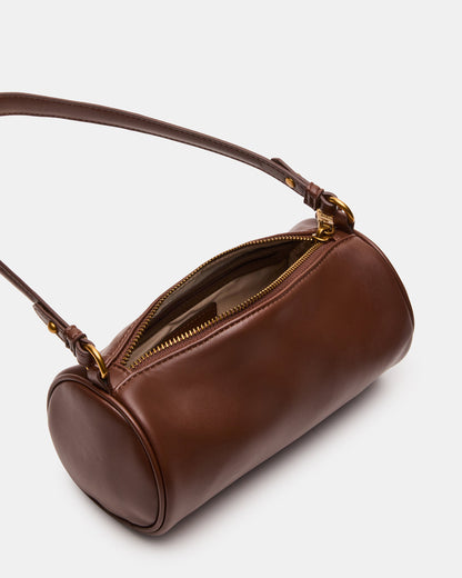 PRIYA Bag Brown Mini Barrel Shoulder Handbag | Steve Madden Signature