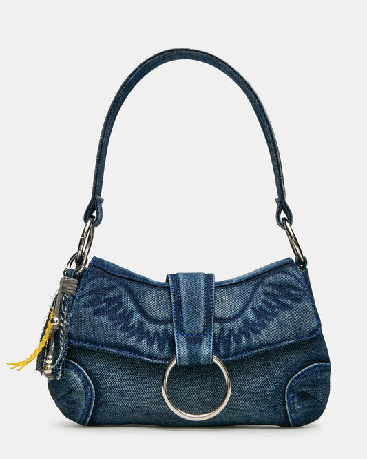 ALBANY Bag Denim/Blue Western-Inspired Denim Shoulder Handbag | Steve Madden Classic