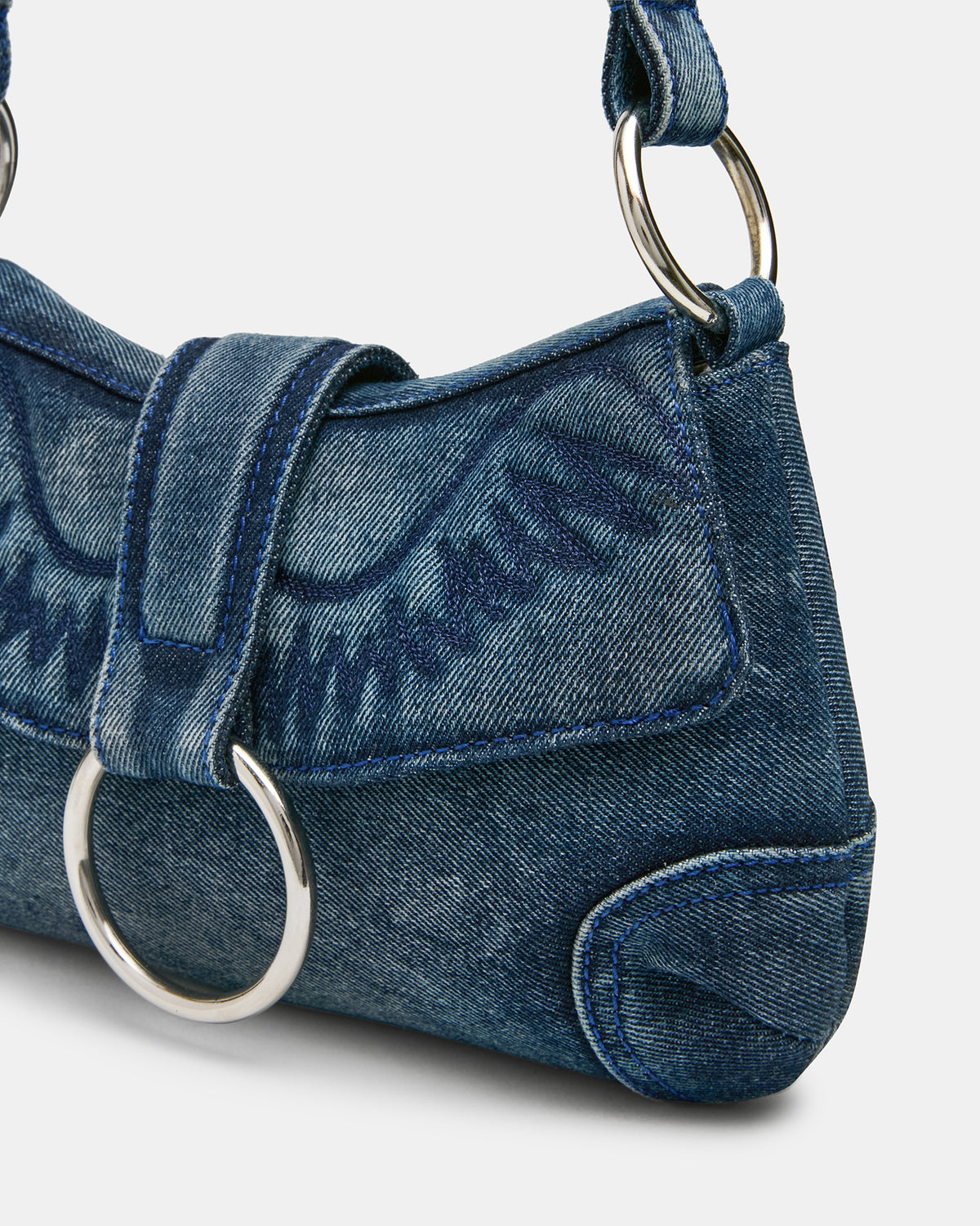 ALBANY Bag Denim/Blue Western-Inspired Denim Shoulder Handbag | Steve Madden Classic
