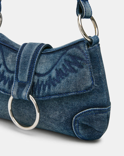 ALBANY Bag Denim/Blue Western-Inspired Denim Shoulder Handbag | Steve Madden Classic