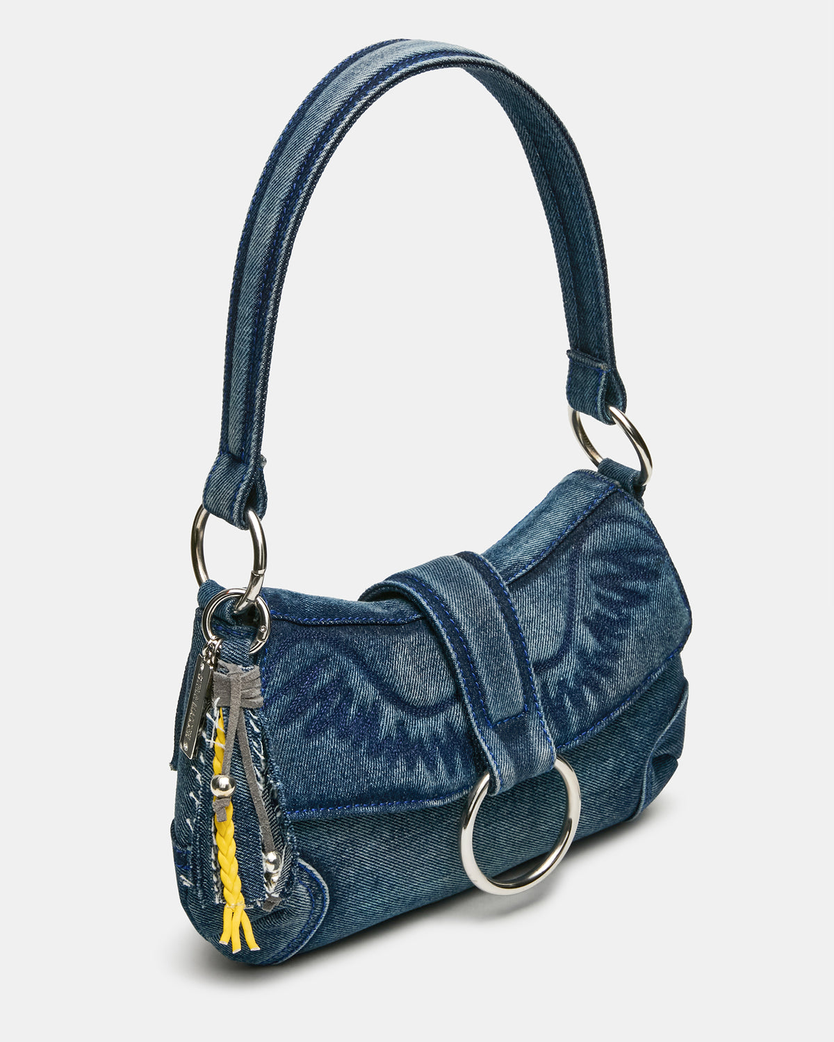 ALBANY Bag Denim/Blue Western-Inspired Denim Shoulder Handbag | Steve Madden Classic