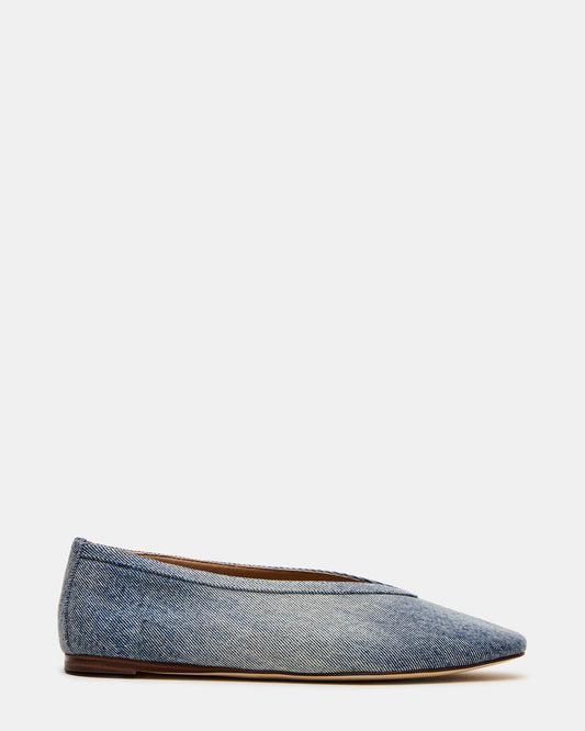 LENI Denim Fabric Square-Toe Ballet Women's Flat | Steve Madden Best Seller