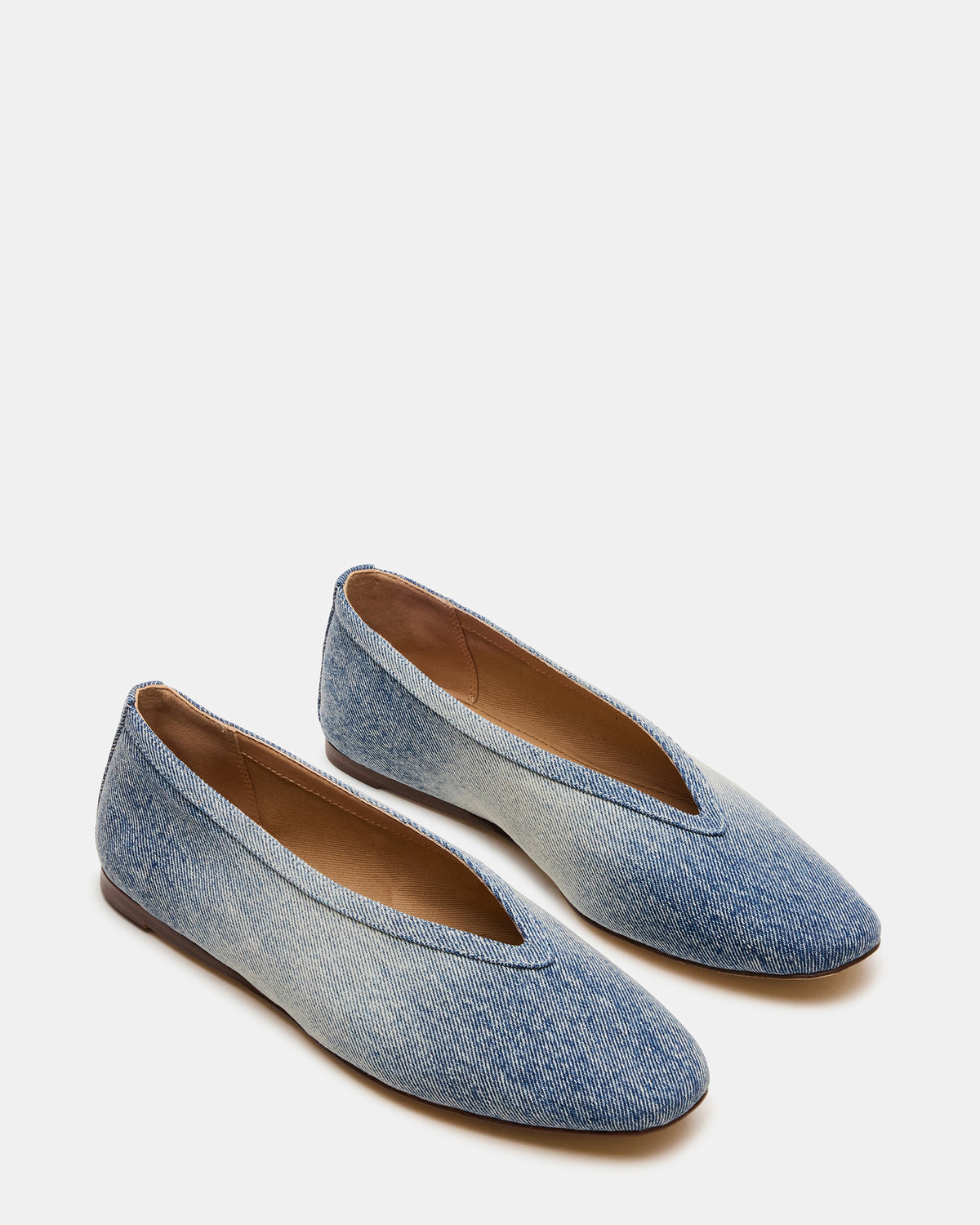 LENI Denim Fabric Square-Toe Ballet Women's Flat | Steve Madden Best Seller