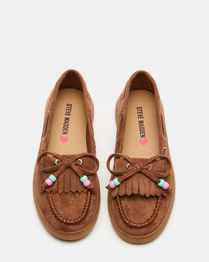 Kids' KRISP Cognac Girls' Boat Shoe Loafer | Steve Madden Sale