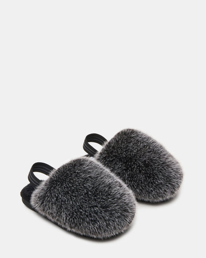 Kids' POOF Grey Slip-On Faux Fur Girls' Flat | Steve Madden Sale