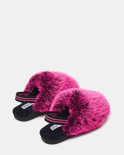 Kids' POOF Fushia Slip-On Faux Fur Girls' Flat | Steve Madden Recommended
