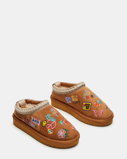 Kids' SELENA Cognac Multi Girls' Slip-On Mule Flat | Steve Madden Top Pick